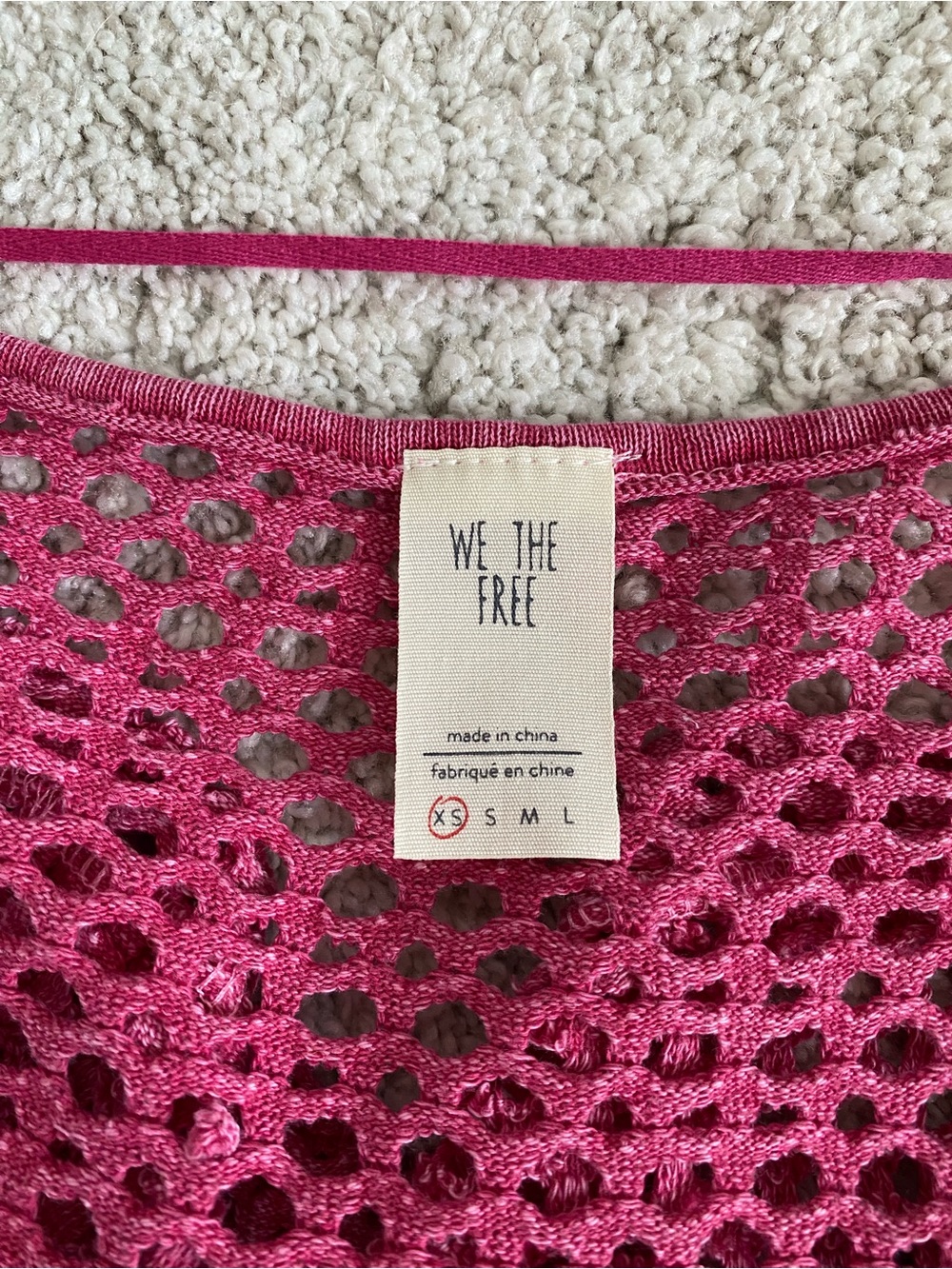 We The Free People XS Napa Crochet Sweater in Pink Oversized - Picture 5 of 8